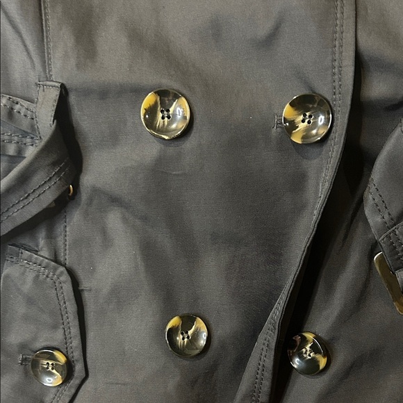 Jones New York Black Double-Breasted Trench Coat. Wool blend upper lining. Small - Picture 13 of 16